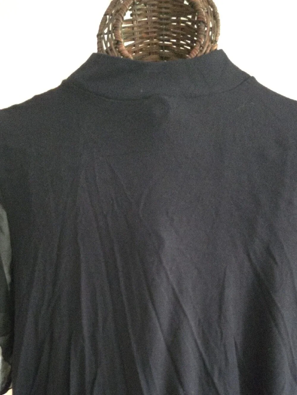 Kim & Cami Black Mock Neck Short Sleeve Top with Sheer Sleeves-Size L